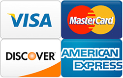we accept VISA, Master Card, American Express, Discover